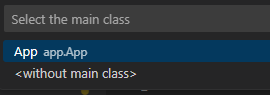 Classe Main sélectionnée