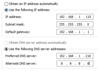 Exemple de configuration IP de Windows 10